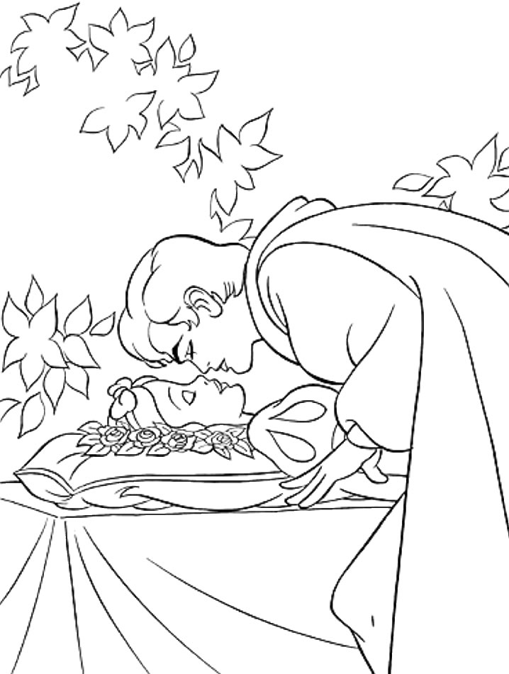 coloriage le prince reveille blanche neige d un baiser